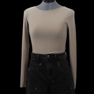 Pre-loved PrettyLittleThing Tan One Piece Long Sleeve Shirt Size 4